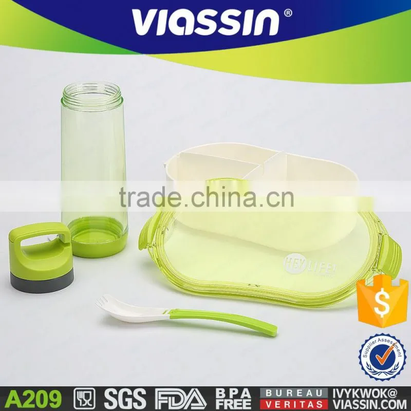 A209 New design 3 compartments kid bento lunch box with lock lid with bottle