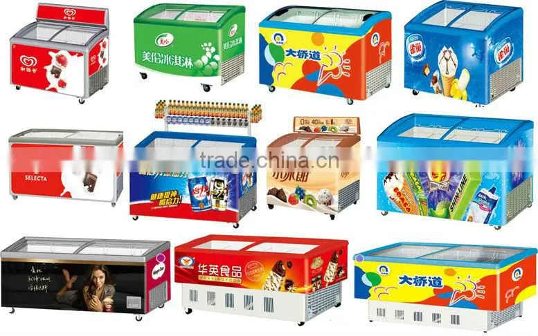 supermarket glass door ice cream freezer