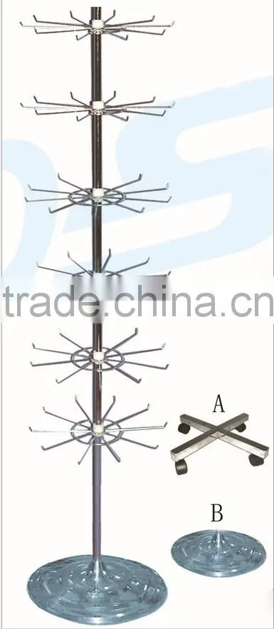 RH-DR04 Cheap Metal 7 Layers Round Base Chrom Hooks Display Rack