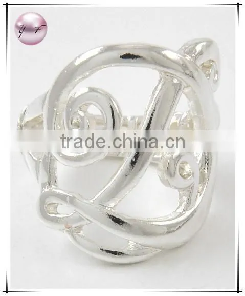 Silver Tone Metal Lead nickel Compliant letter Ring