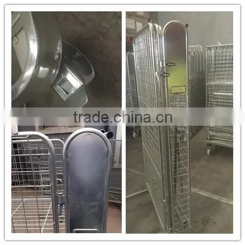 Big containing space and flexible application universal wheel insulated folding roll cage containers
