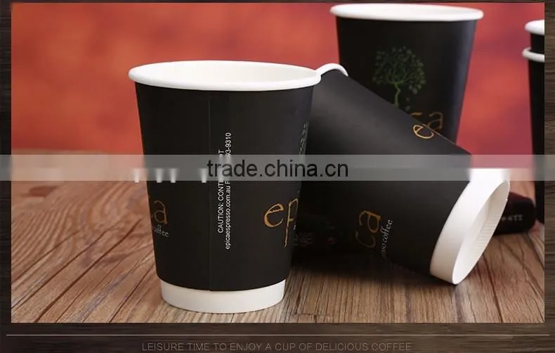 Logo printed disposable double wall paper cup/custom printed paper hot cup with lids
