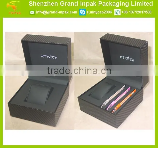 Black soft pu watch box with three straps holder