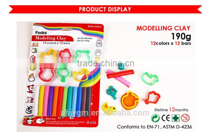with Moulds for Kids 190g 12 Colors Plasticine Modelling Clay/clay modeling for kids