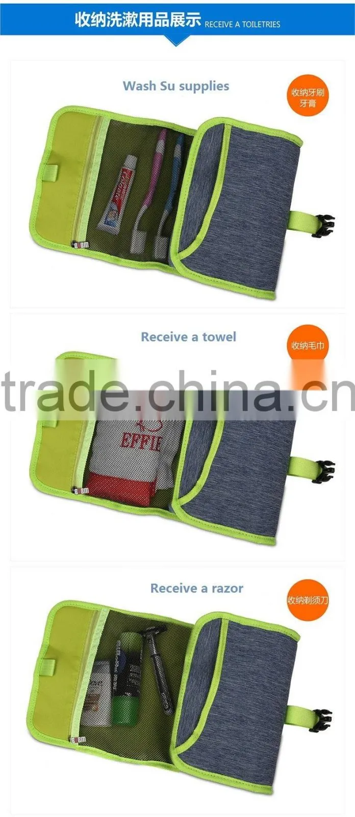 wholesale nylon folding small protable cosmetic bag Washing Tool Bag