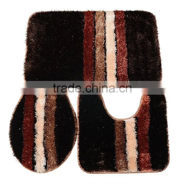 2014 New polyester shaggy bathroom rug set