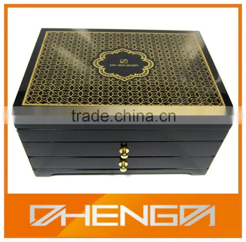 HOT SALE Factory Price custom made-in-china black piano lacquer small wooden drawer storage box (ZDS-SJF019)