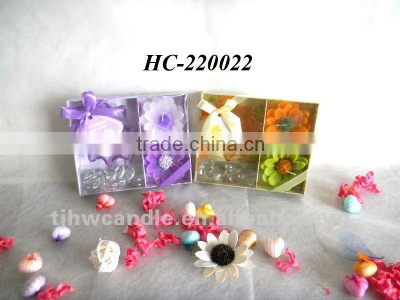 floating flowers candle with candle holder gift set