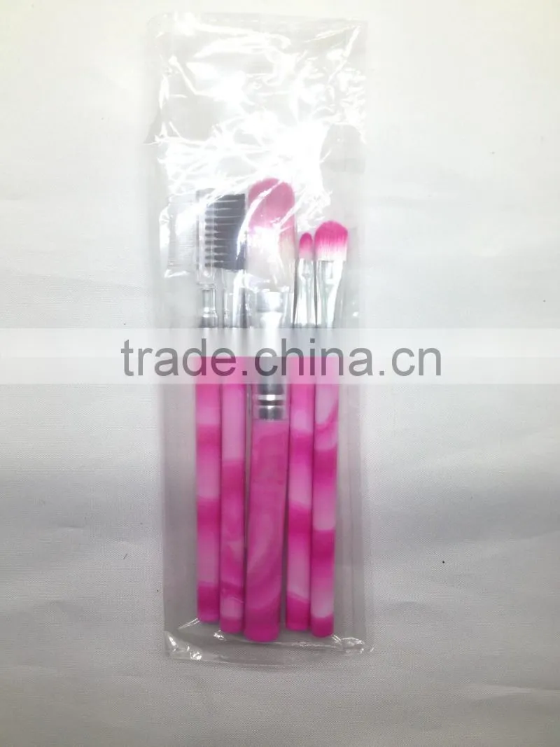 5pcs professional pink nylon hair& plastic handle personalized makeup brush set