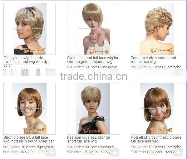Fashion short natural women wigs synthetic hair styling