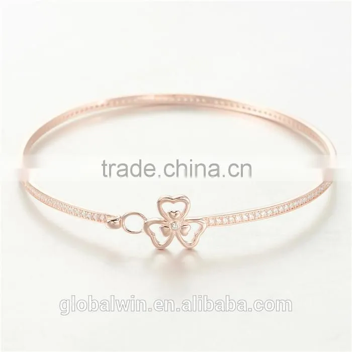 Fashion Jewelry 14K Gold Plated Anklets Bangles With Clear Cz