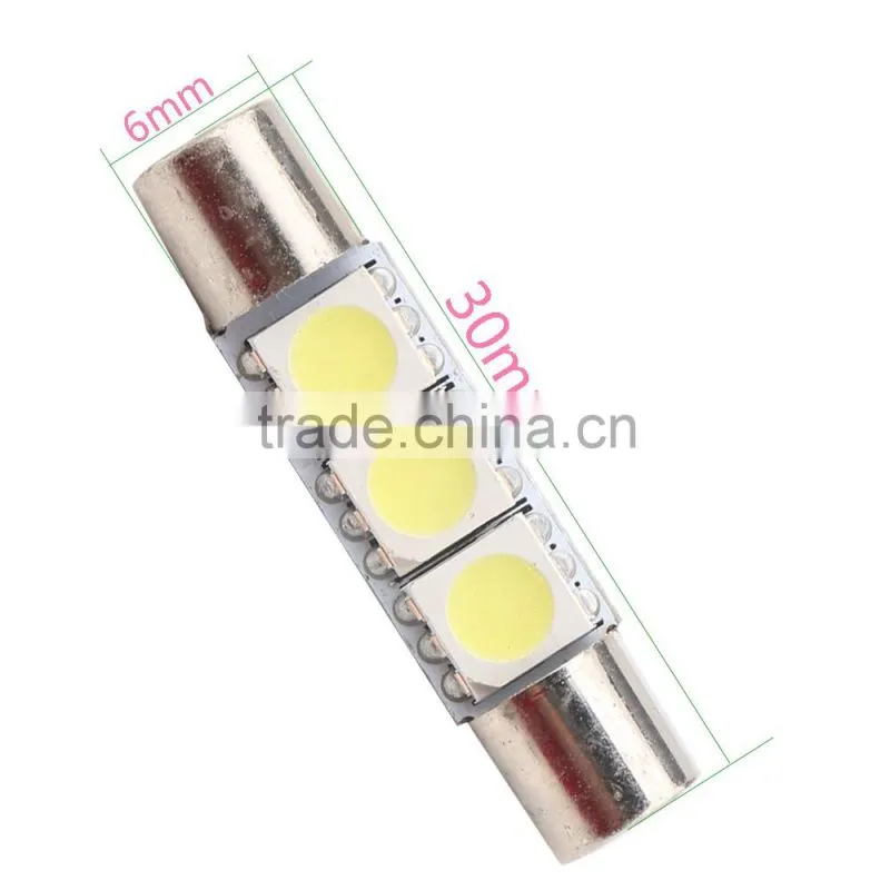 C5W T6 28mm/31mm 5050 3SMD Car LED License Plate Light 3smd Festoon led Light socket Bulbs crew cut