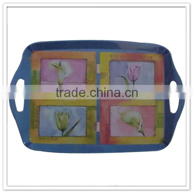 Rectangular decal homeware serving tray with handles