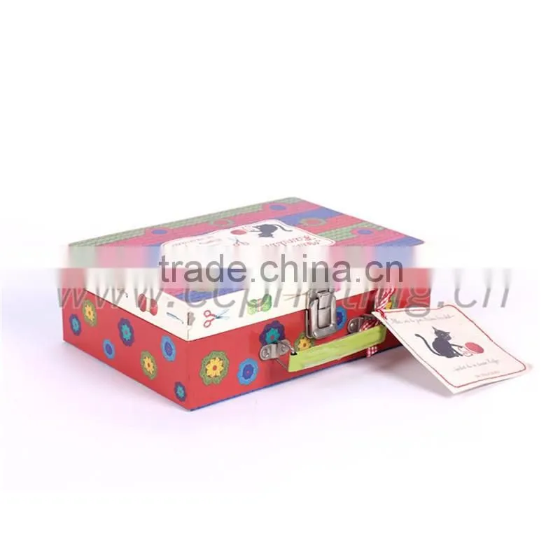 Custom luxury cardboard small packaging paper suitcase gift boxes with handle