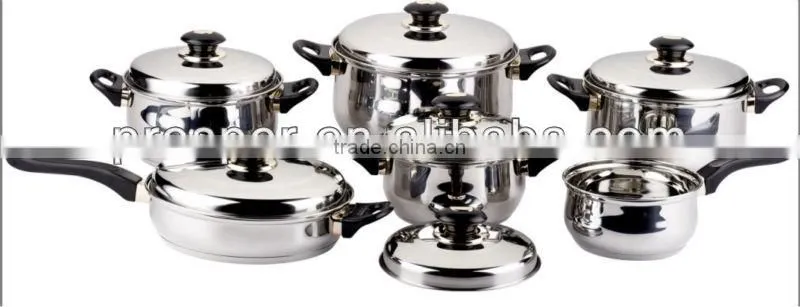 12pcs kitchen Stainless Steel Dishwasher Safe Cookware Set