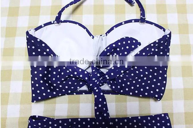 2016 new arrival wave retro high waist bikini