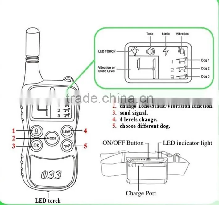 Wholesale 300M High Quality remote Dog Training Dog Collar with LCD display for 3 dogs