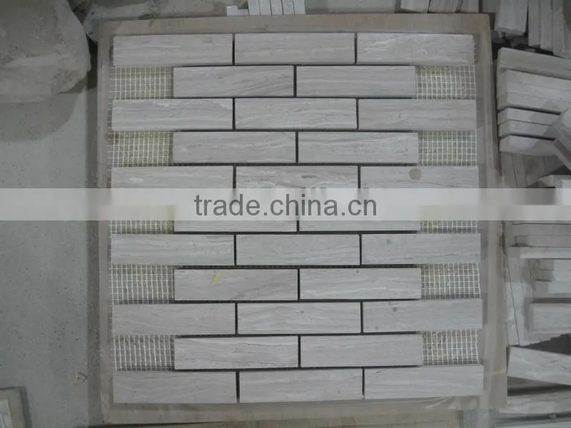 white wood Marble Mosaic tile 12x12 rectangular small pieces polished price