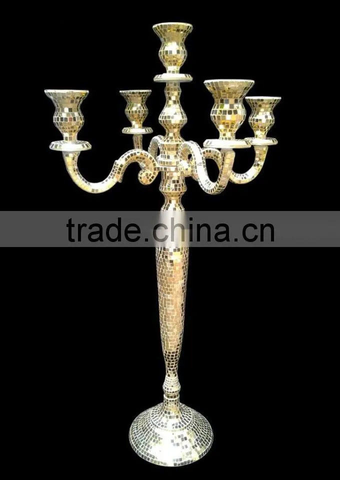 silver mirror mosaic candelabra