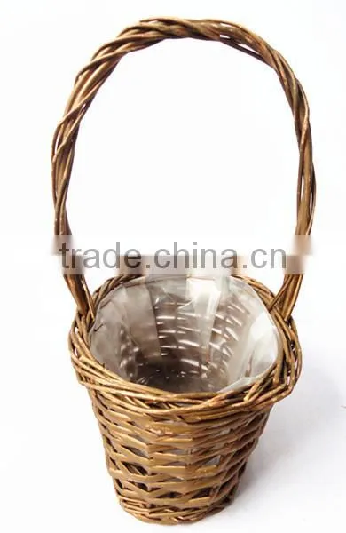 hotsale grey wicker plastic lined plant basket wicker baskets for flower plants