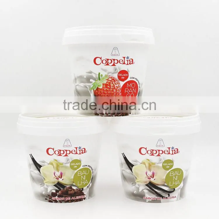 Customized ice cream cup with brands, cool ice cream tub with lids, ice cream container for freezer