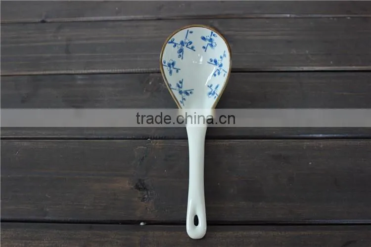 High quality SP-1537 Haonai factory directly big ceramic soup spoon