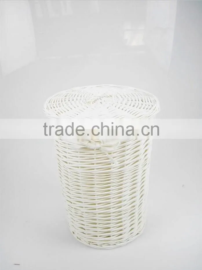 willow weave white wicker laundry basket