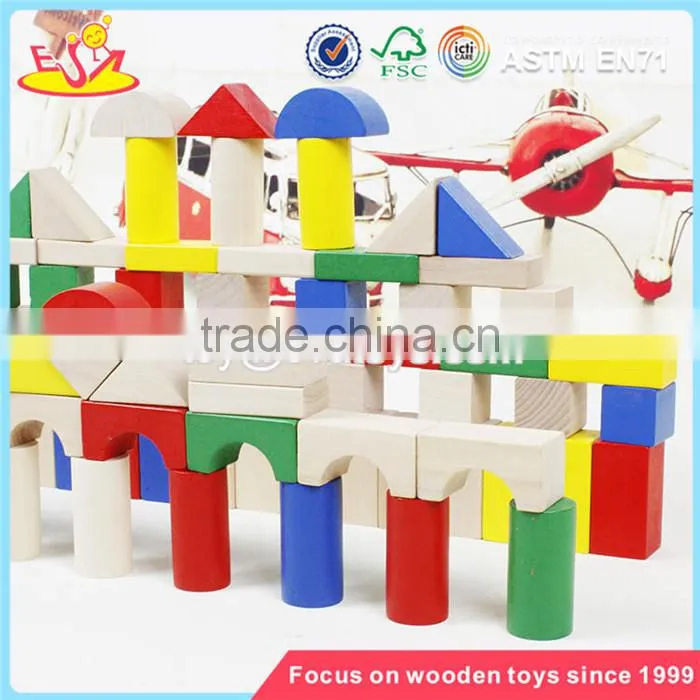Wholesale colorful baby wooden bricks toy diy creative toddler wooden bricks toy W13A030