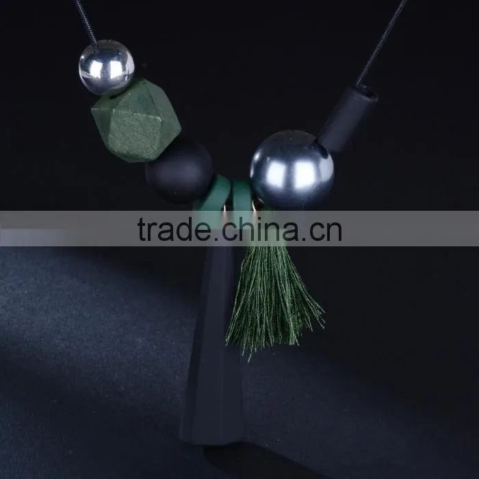 geometric beads strip pendant necklace tassel long sweater necklace autumn winter geometric garment necklace