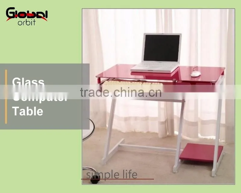 Durable Modern Design Metal Frame Workstation Glass Laptop Computer Table