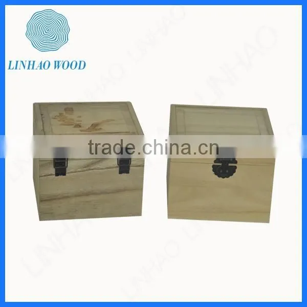 Newest Rectangle Wood Box With Metal Hinge