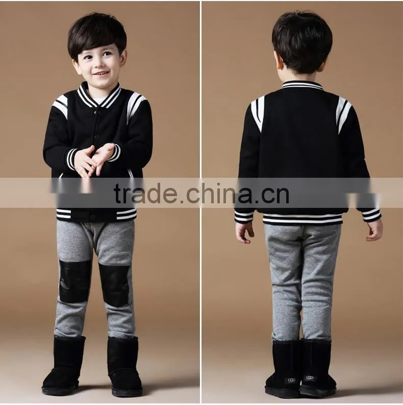 children boys striped sleeve and hem fleece jacket