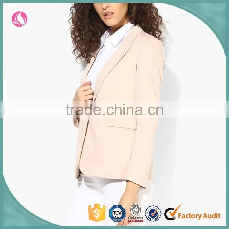 Latest Blazer Design Women Office Lady Pink Custom OEM Jacket, Woman Clothing