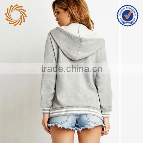 Custom 100%coton winter warm women fleece jacket snap button with hood