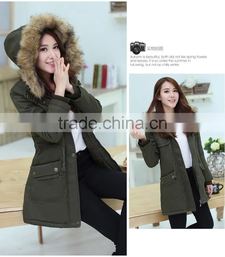 2015 New Design Winter Long Women Cotton Parka