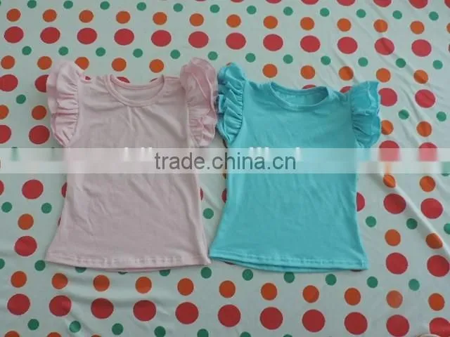 wholesale 2017 baby girls clothing solid color flutter icing shirts summer hot clothes children girl