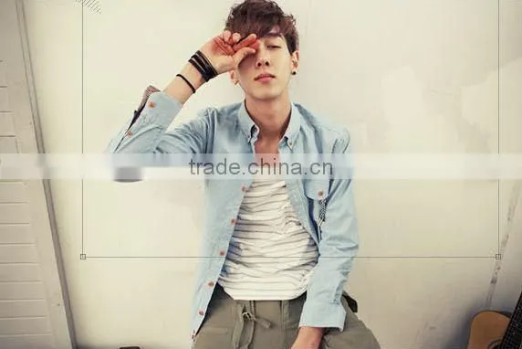 2016 New casual shirt denim fabric mens shirt