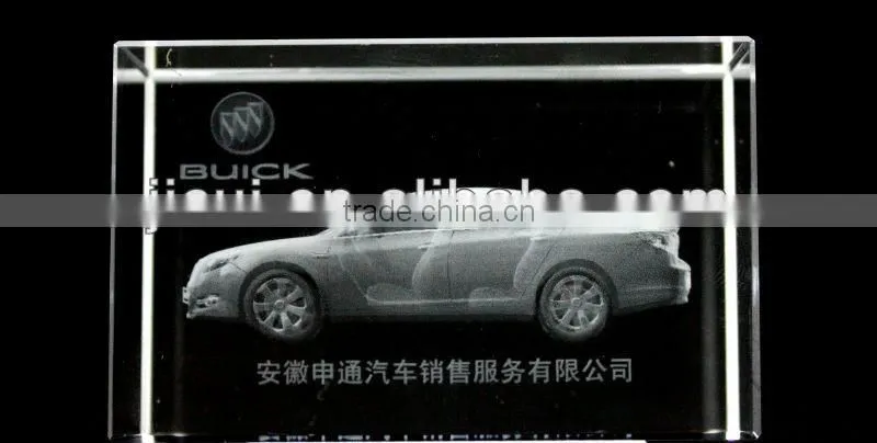 3d glass cube laser engraving for buick car