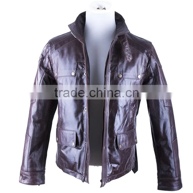 HIGH QUALITY SLIMFIT MEN BROWN RETRO LEATHER JACKET