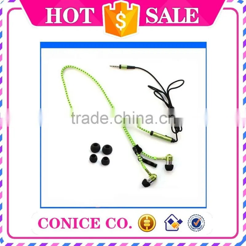 Custom Colors Stereo Noise Cancelling Function Metal Plug Zipper In-Ear Earphone