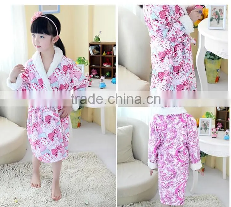 Cute Children Keep Warm Flannel 100% Polyester Bathrobe