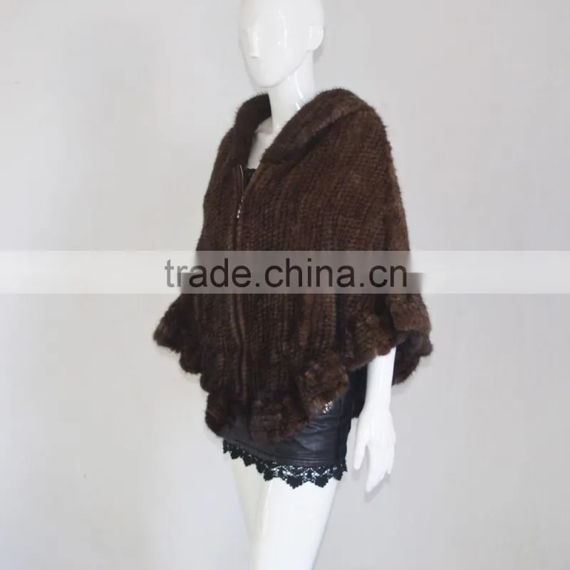 SJ467 2017 Newest Winter High Quality Cape Cape Mink Fur Coat Poncho for Women