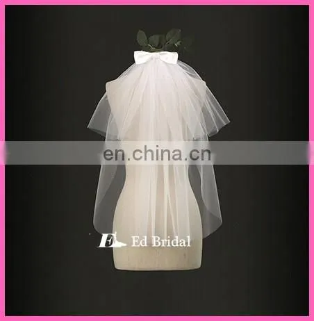 A09 Cheap Price Short Front and Long Back Plain Tulle Fabric Bridal Veil For Wedding
