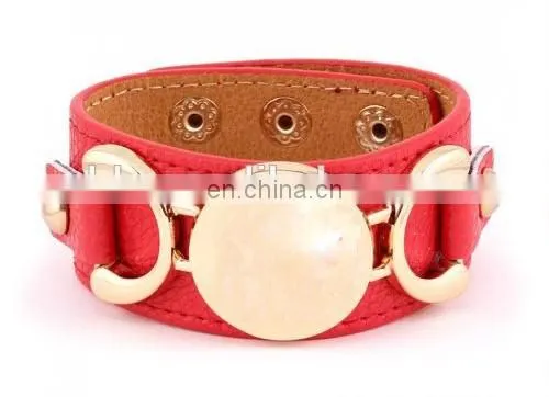 Suede Leather Open Cuff Stone Bracelet