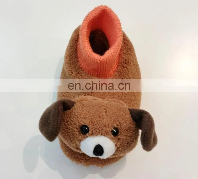 Factory directly sale cute stuffed animal type plush bear baby slippers