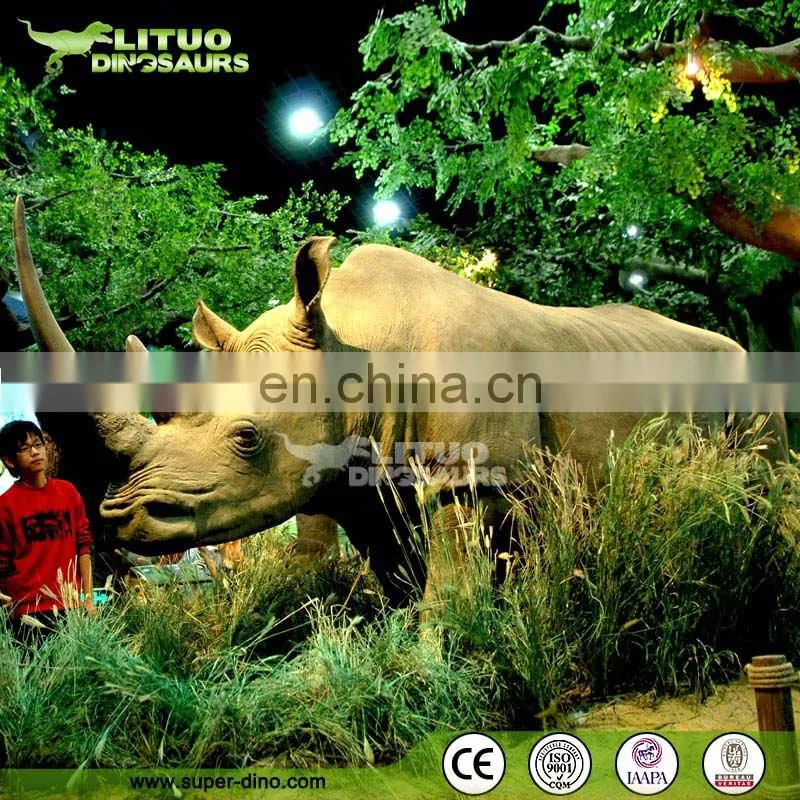 Zoo Decoration High Quality Animatronic Animal Rhinoceros Model