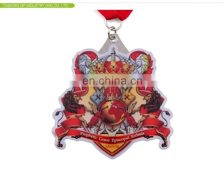 Newest customized souvenir 3d custom color metals medal with ribbon