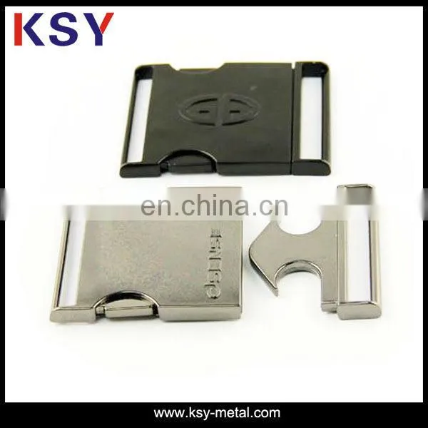 Backpack engraved logo metal side release buckle