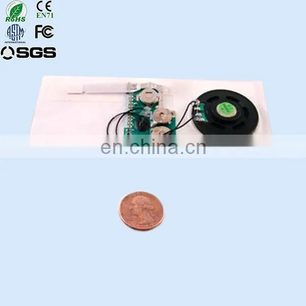 mini microphone voice record with press button for magazines,greeting cards,newspapers etc