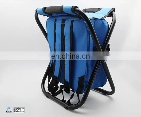 Premium 600D Oxford Fabric Camping hiking Cooler Bag Backpack Folding Stool With Strap